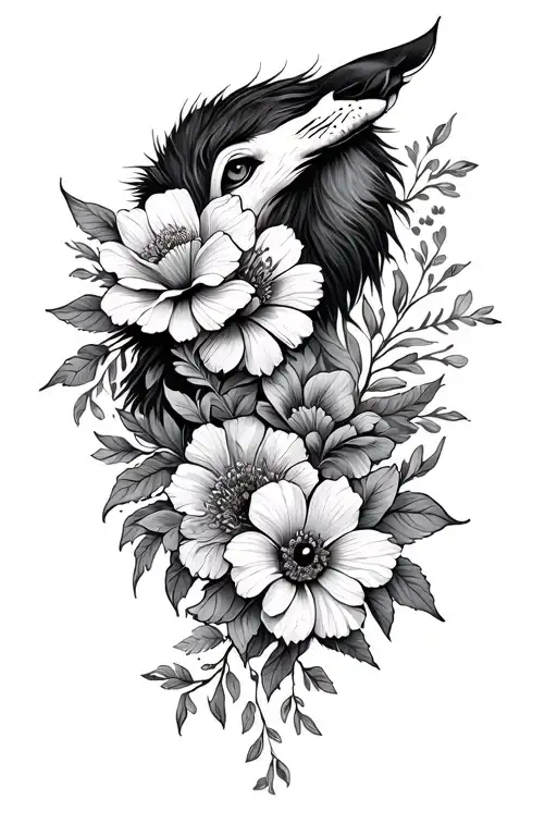 Animals And Flowers Intertwined