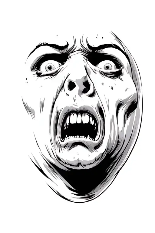 Creepy Horrified Face Panicking