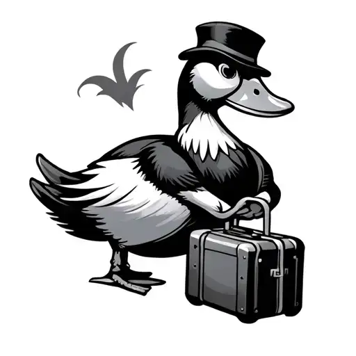 Cartoon Duck Holding A Suitcase