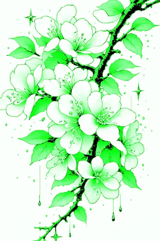 Sakura Flower Branches With Shooting Star Rains