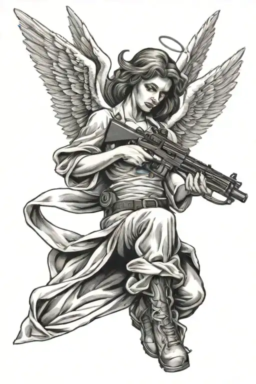 Angel Holding Gun
