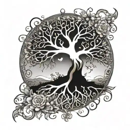 Tree Of Life Half Dead Half Alive With Roots