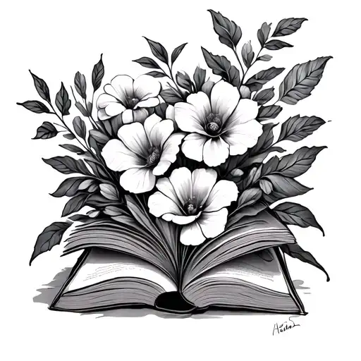 Open Book With Flowers Coming Out