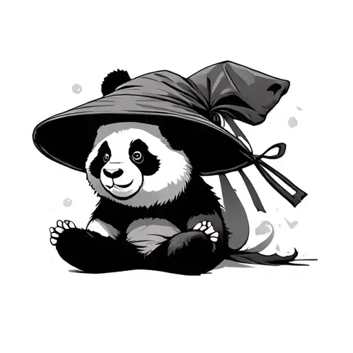 A Rave Panda Wearing A Ninja Hat Meditating