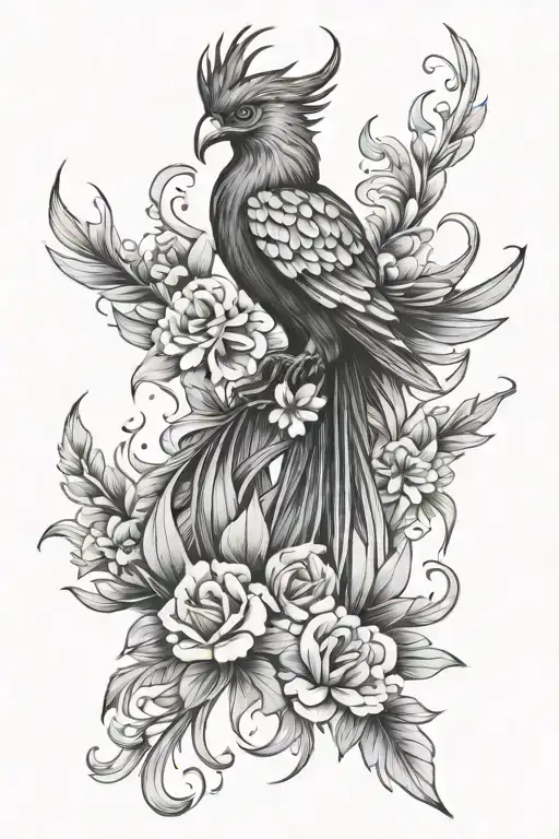Phoenix And Flowers