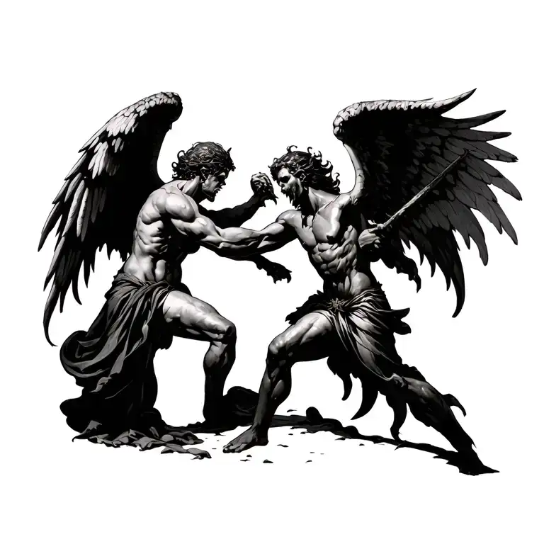 Angel And Demons Fighting
