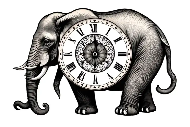 Elephant With Sand Clock
