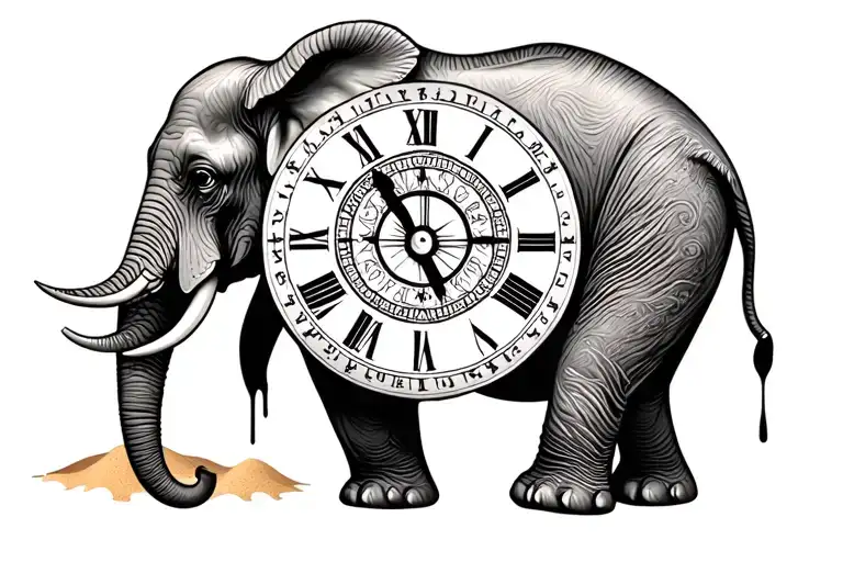 Elephant With Sand Clock Melting