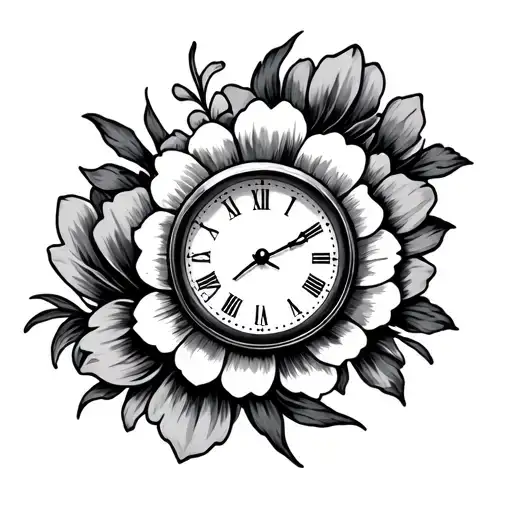 Clock Face With Flower