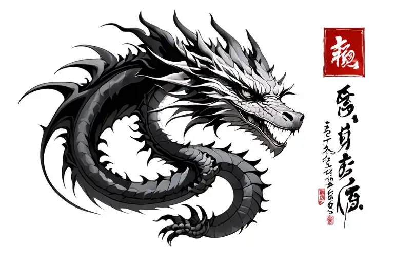 Dragon Black And White Drawing