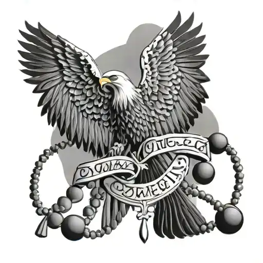 Omerta Calligraphy Text Orthodox Eagle Prayer Beads Intertwined