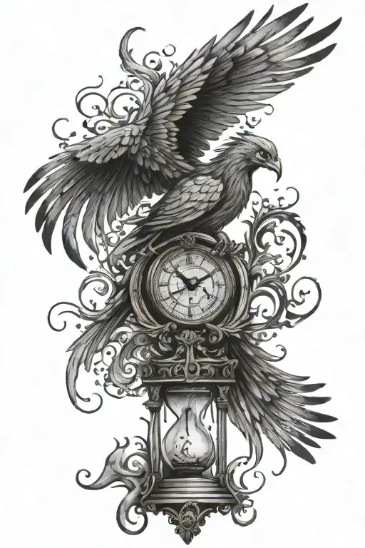 Phoenix Emerging From A Broken Hourglass