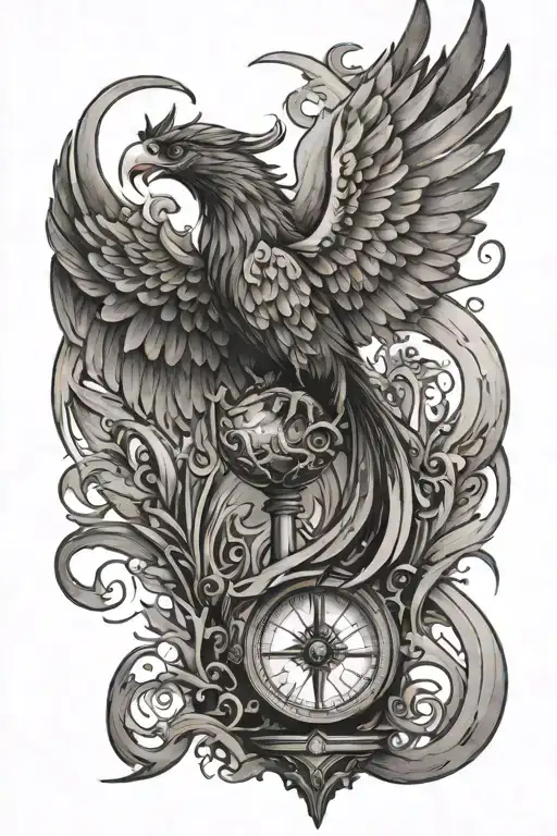 Phoenix Emerging From A Broken Hourglass