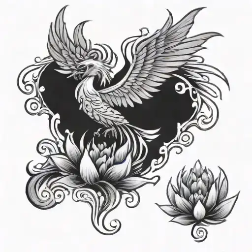 Phoenix Woth Lotus Flower Blooming
