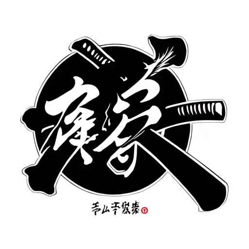 Write Bushindo In Japanese Crossed By A Katana