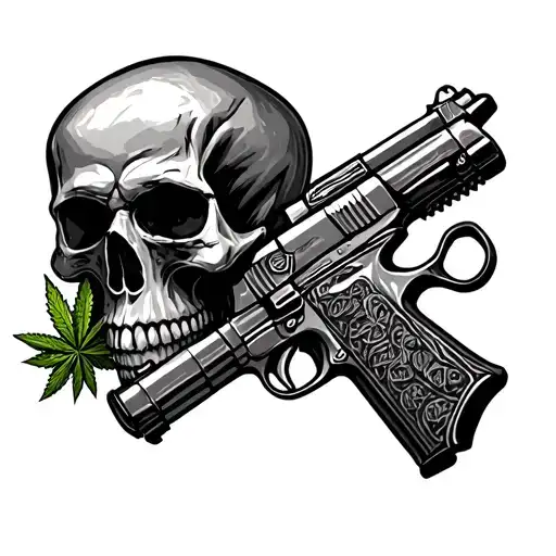Skull Guns Bricks Marijuana