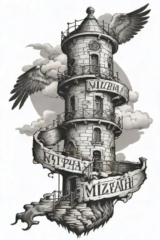 Watchtower With The Word Mizpah In A Concept Design