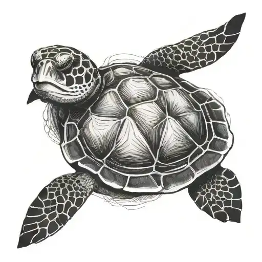 A Turtle And Manta Ray Swimming