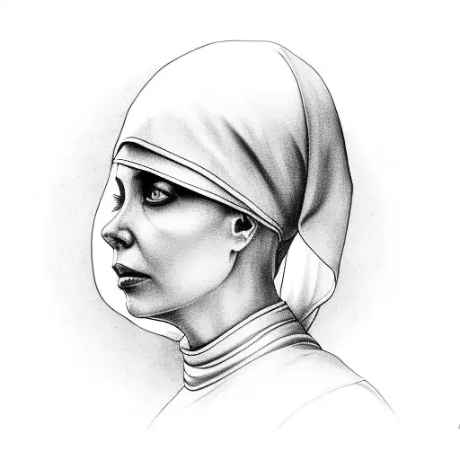 Nun Praying Looking Left Toward The Galaxy