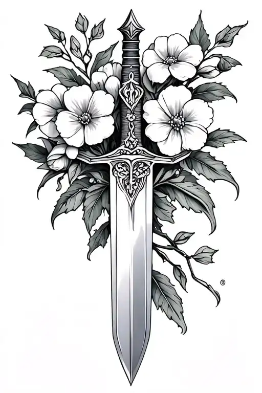 Sword With Primrose Bouquet