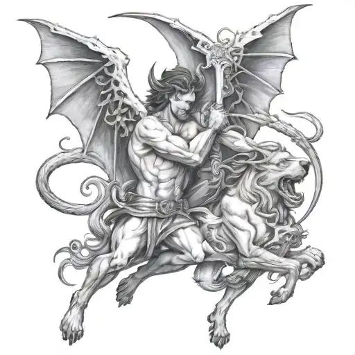 Demons And Angels Fighting Heaven And Hell Hound