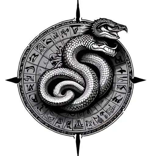 Aztec Calendar With Snake Wrapped