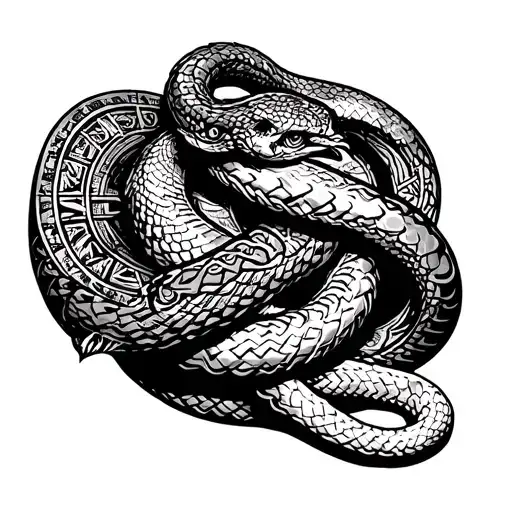 Aztec Calendar With Snake Wrapped Around