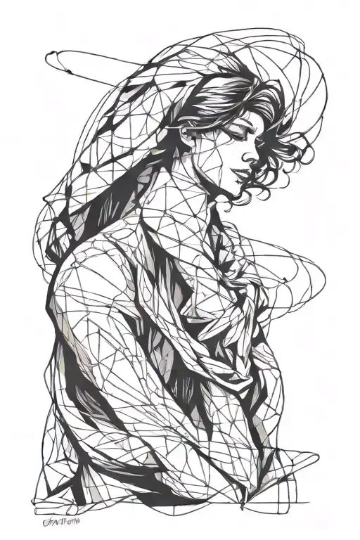 Minimalist Line Sketch Of A Girl With The Concept Proceed Without Certainty