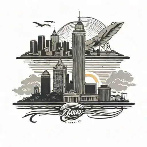 Iowa City Skyline With Florida Sunset At The Beach With San Antonio Tower