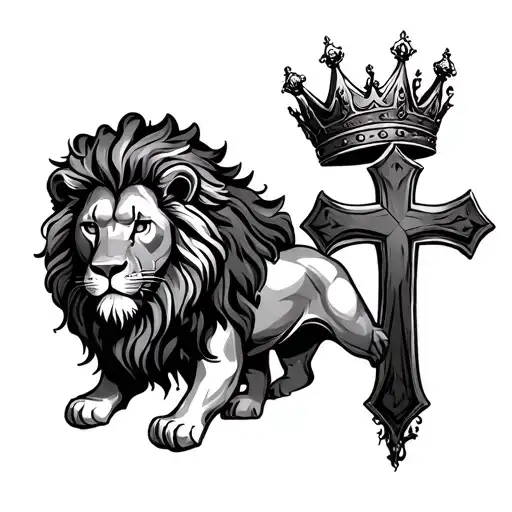Lion With Crown And Cross