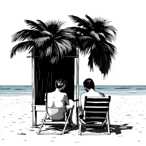 2 People Beach And Chairs