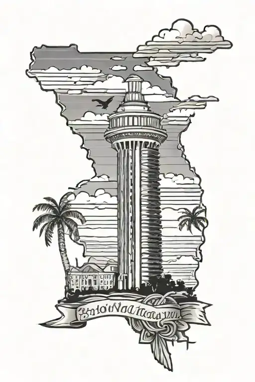 San Antonio Tower With Florida Sunset At Beach With Iowa City Skyline