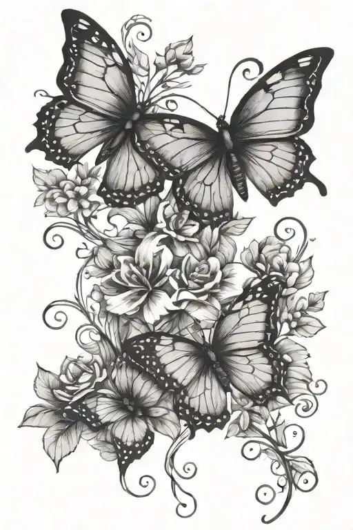 Floral Butterflies Vines