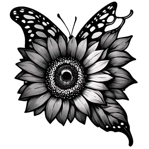 Butterfly Sunflower Antique Mirror Skull