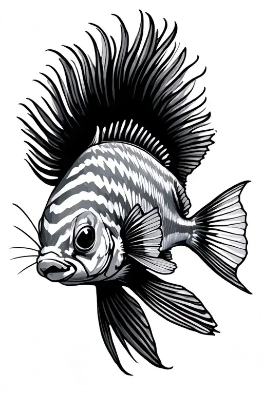 Striped Squirrelfish With Simple Lines And Standard Fish Outline