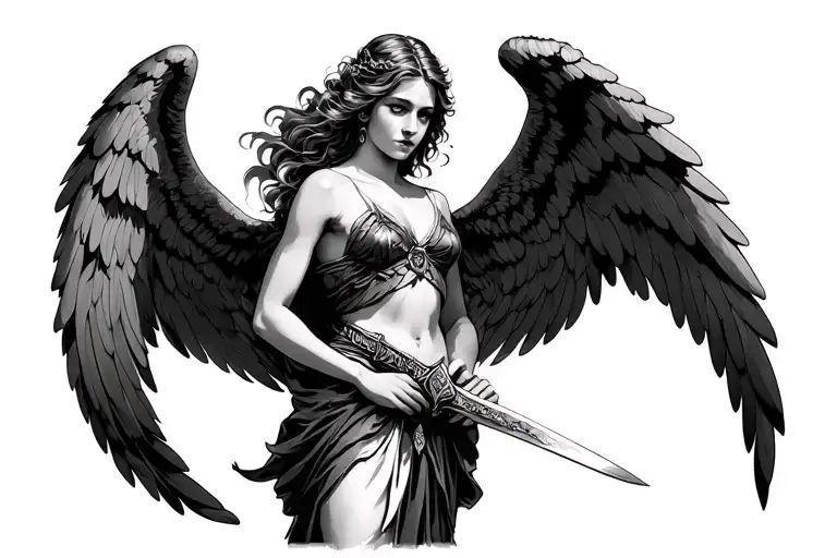 Female Angel Guardian Angel With A Sword