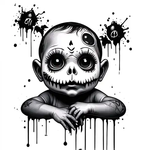 Voodoo Baby With Spray Painting Graffiti