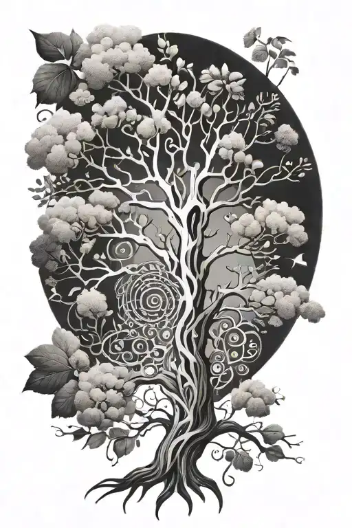 An Intricate Tree Design Incorporating Digital Elements Symbolizing Digitalisation And Nature