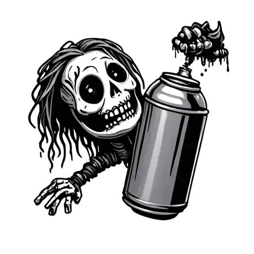 Voodoo Scary Doll With Spray Can Graffiti