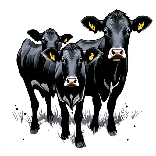 Minimalist Western Herd Of Cows
