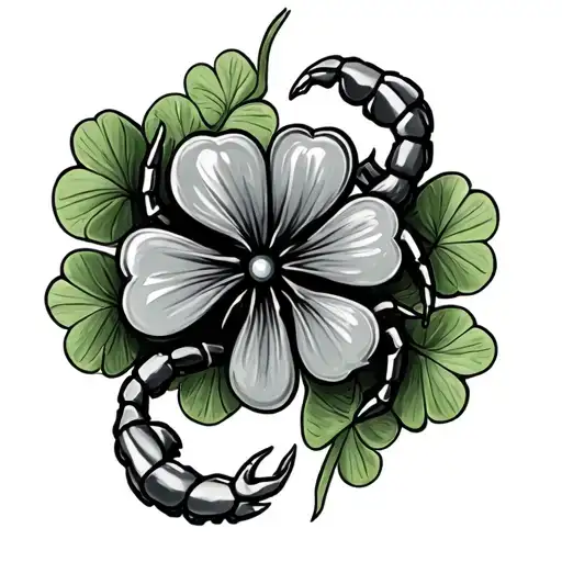 4 Leaf Clover With Scorpion Surrounded