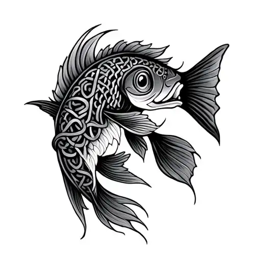 Celtic Design With Japanese Fish