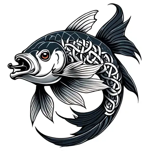 Celtic Design With Japanese Fish