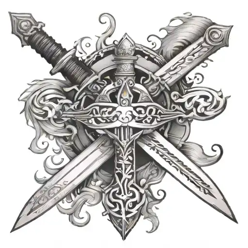 Sword With Words In The Middle Surrounded