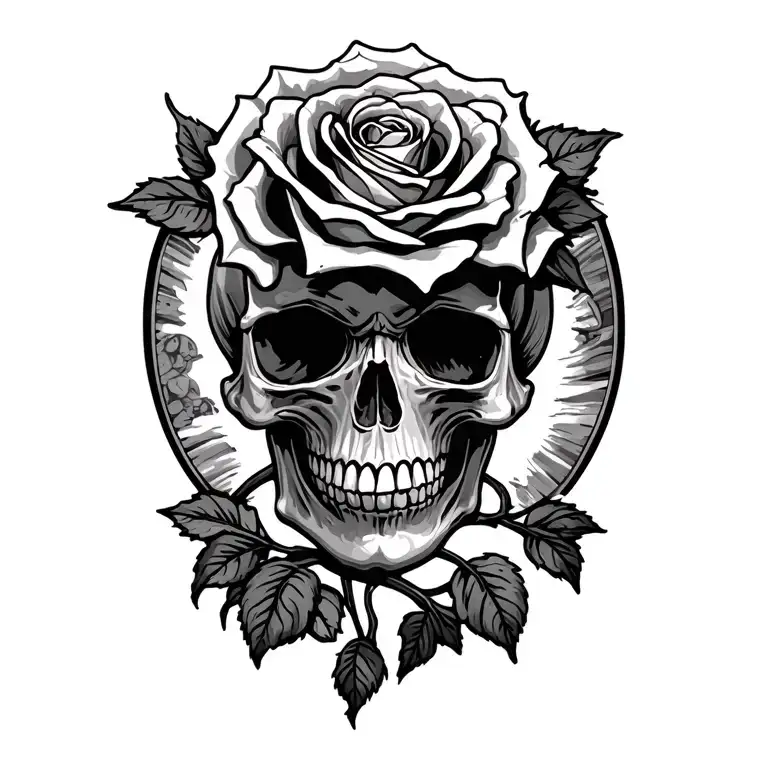 Cross Rose And Skull