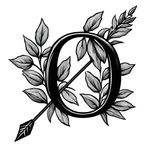 Letter O With Olive Branch And An Arrow
