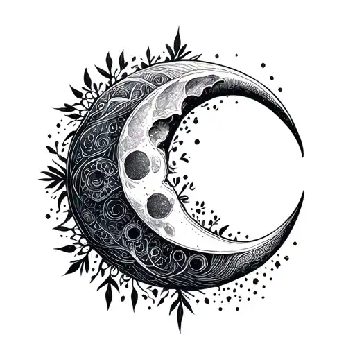 Moon With Boho Line Work
