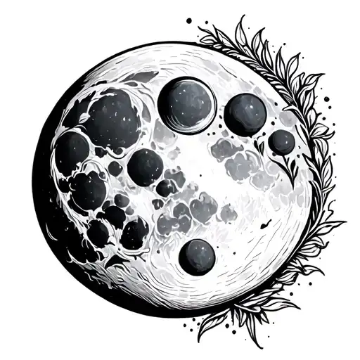 Moon With Boho Line Work Off The Side Of The Moon