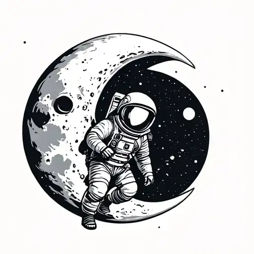Astronaut On Half Moon