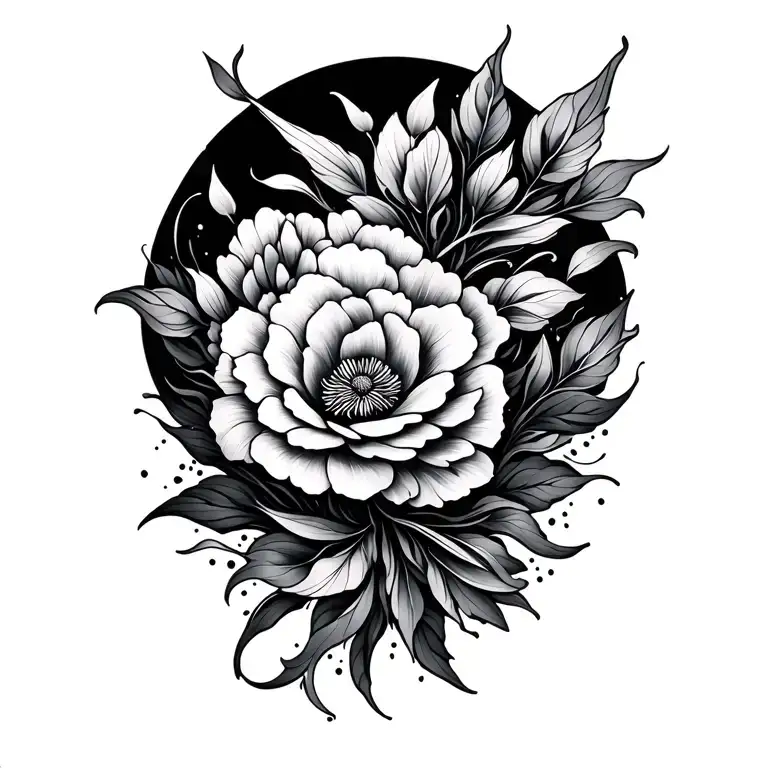 Abstract Lines With Flowers